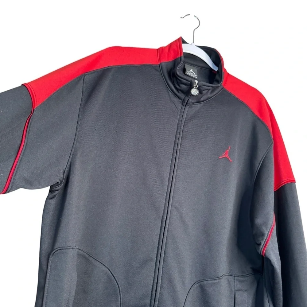 Retro Jordan Track Jacket Mens L Black Chicago Bulls Colorway Full Zip
